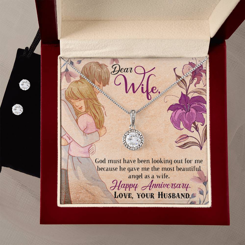 Eternal Hope Necklace and Cubic Zirconia Earring Set Happy Anniversary Dear Wife