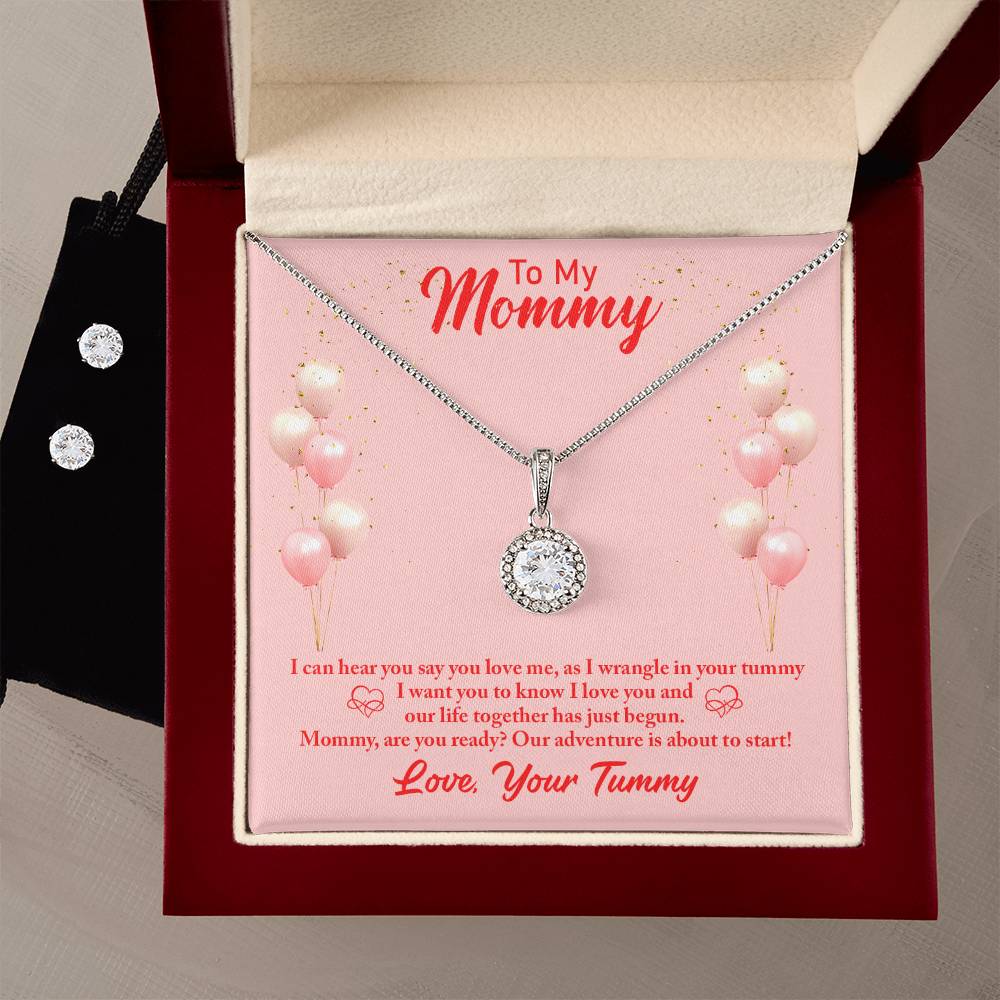 Eternal Hope Necklace and Cubic Zirconia Earring Set Mommy to be-To my mommy-I can hear you