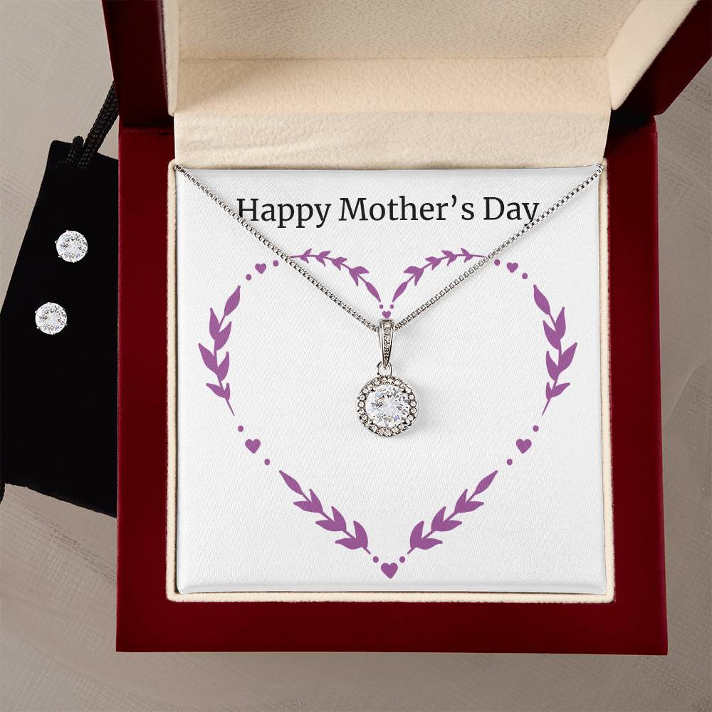 Eternal Hope Necklace and Cubic Zirconia Earring Set Happy Mother's Day Purple Heart