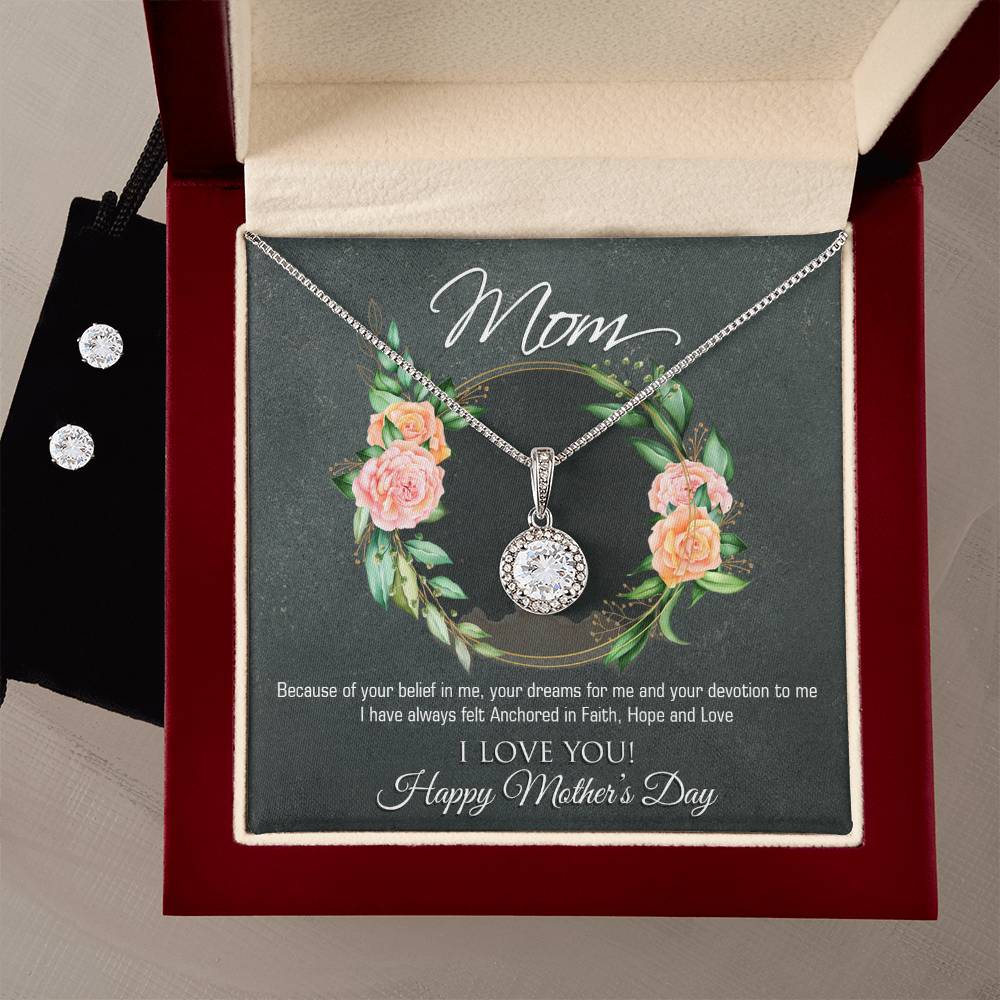 Eternal Hope Necklace and Cubic Zirconia Earring Set Mom, Happy Mothers Day