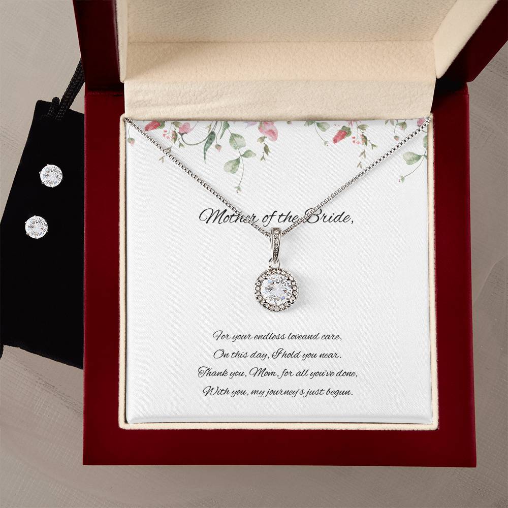 Mother of Bride, Wedding day Jewellery gift set, Eternal Hope Necklace and Cubic Zirconia Earring Set