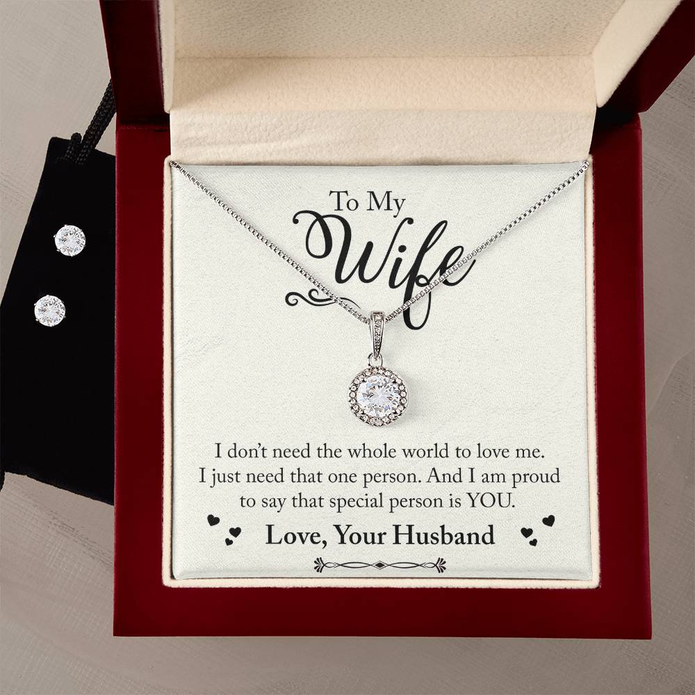 Eternal Hope Necklace and Cubic Zirconia Earring Set To My Wife, Love your husband