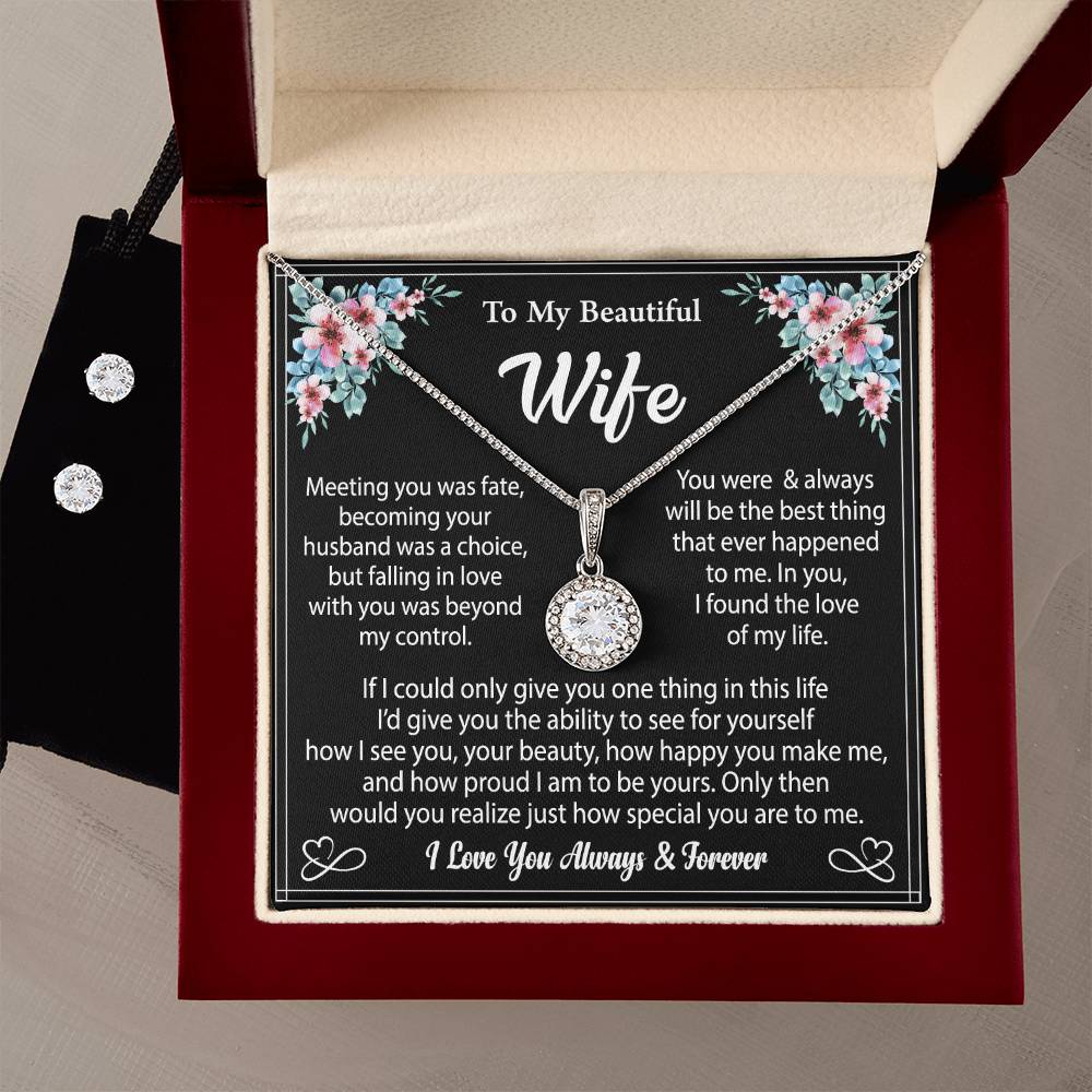 Eternal Hope Necklace and Cubic Zirconia Earring Set To my Beautiful Wife