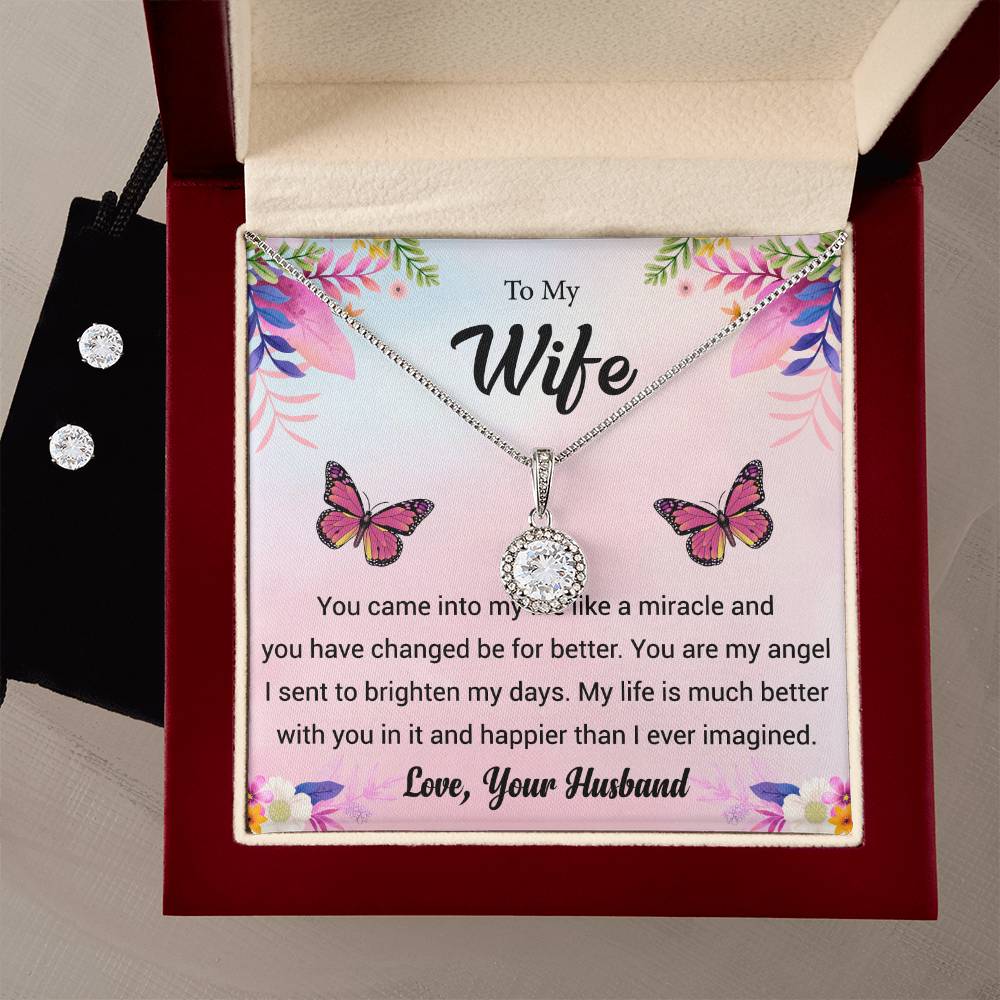 Eternal Hope Necklace and Cubic Zirconia Earring Set To my Wife Love your husband2