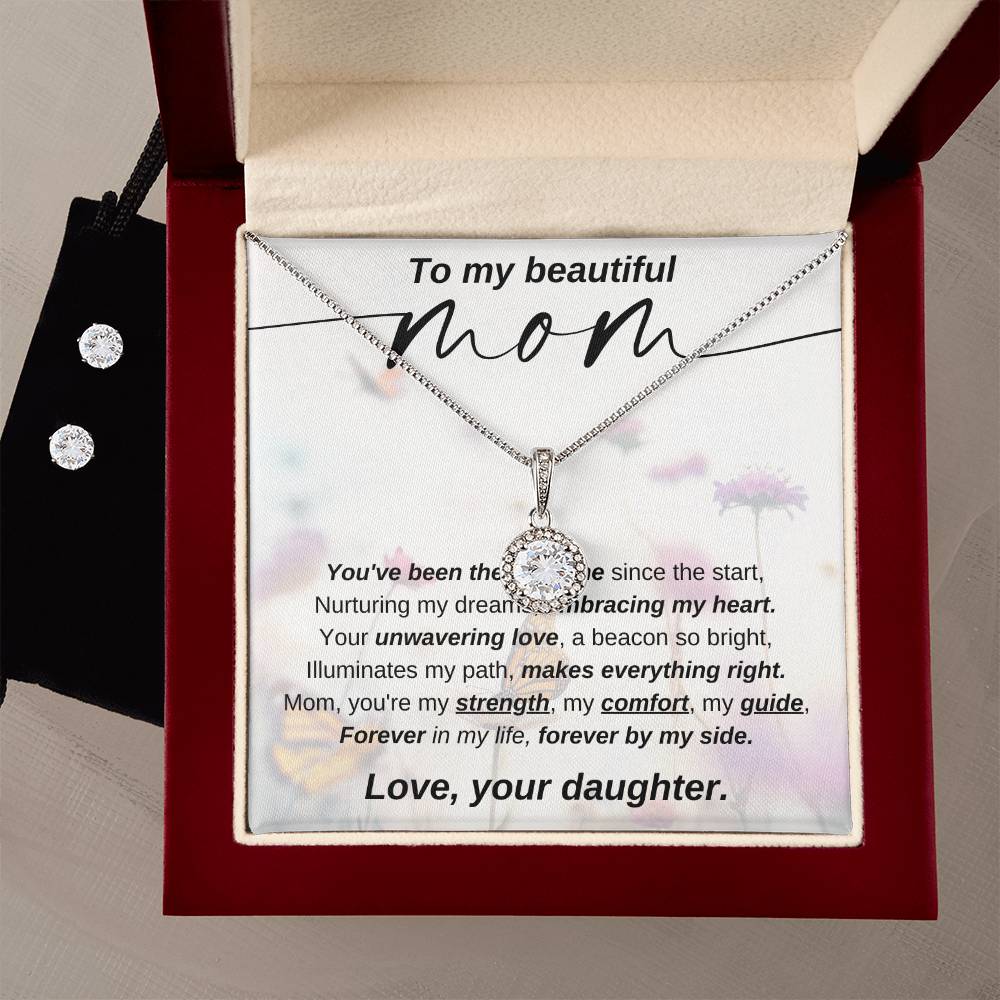 Eternal Hope Necklace and Cubic Zirconia Earring Set To my Beautiful Mom Love your Daughter