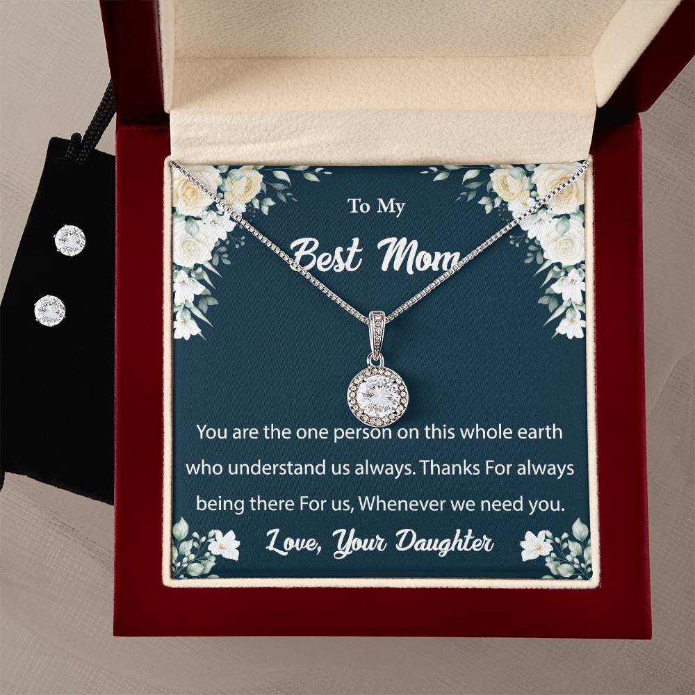 Eternal Hope Necklace and Cubic Zirconia Earring Set To My Best Mom2