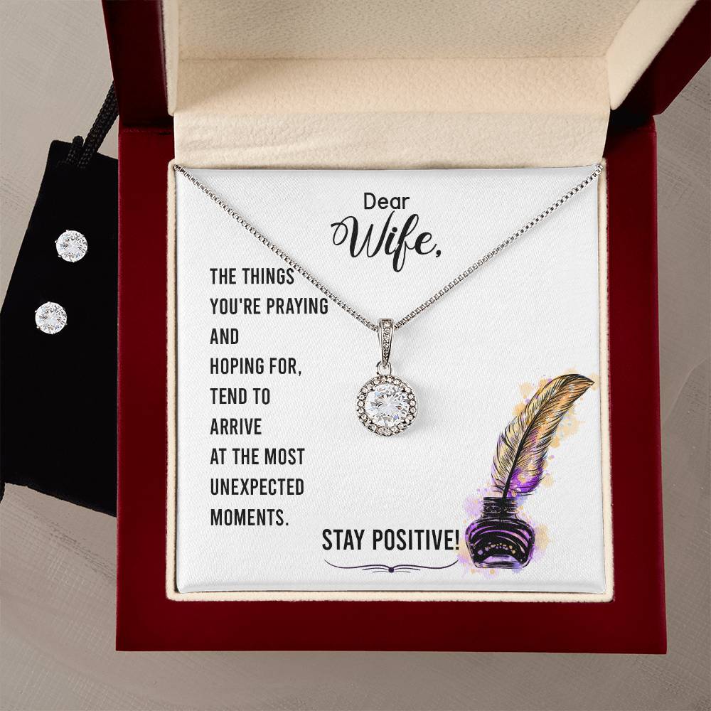 Eternal Hope Necklace and Cubic Zirconia Earring Set To my wife-Stay positive