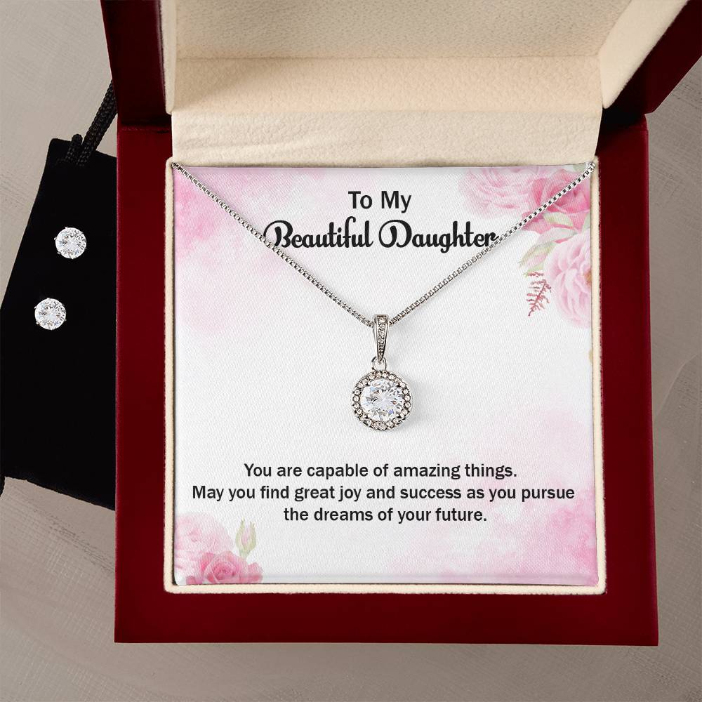 To My Daughter on her Graduation, Eternal Hope Necklace and Cubic Zirconia Earring Set