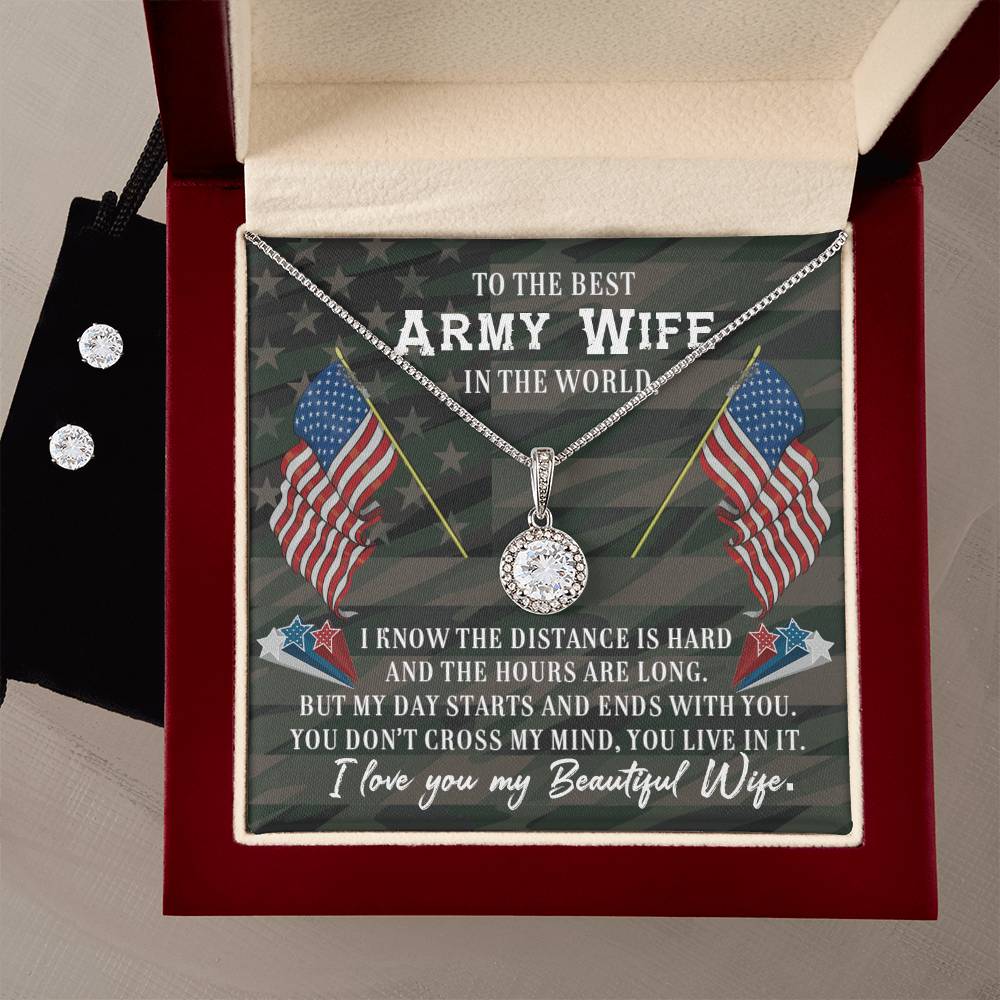 Eternal Hope Necklace and Cubic Zirconia Earring Set To the best Army wife