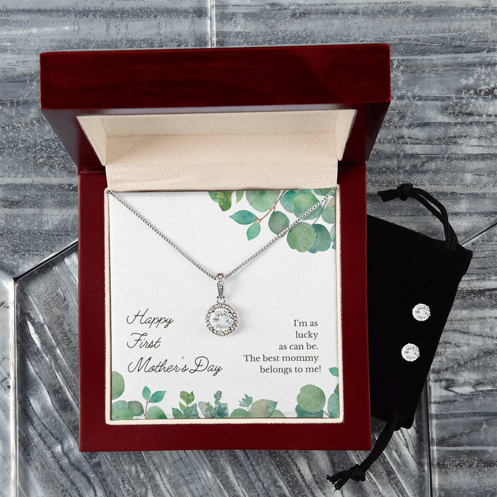 Eternal Hope Necklace and Cubic Zirconia Earring Set Happy First Mother's Day