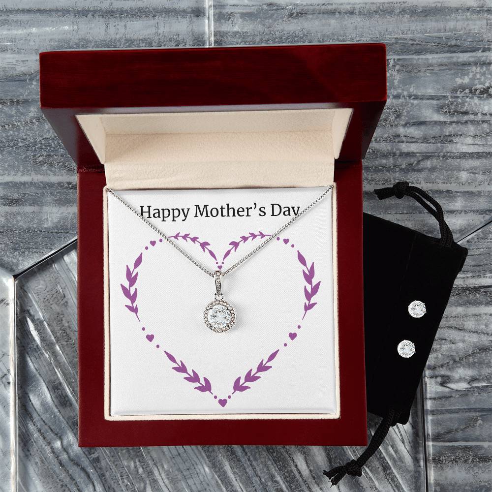 Eternal Hope Necklace and Cubic Zirconia Earring Set Happy Mother's Day Purple Heart