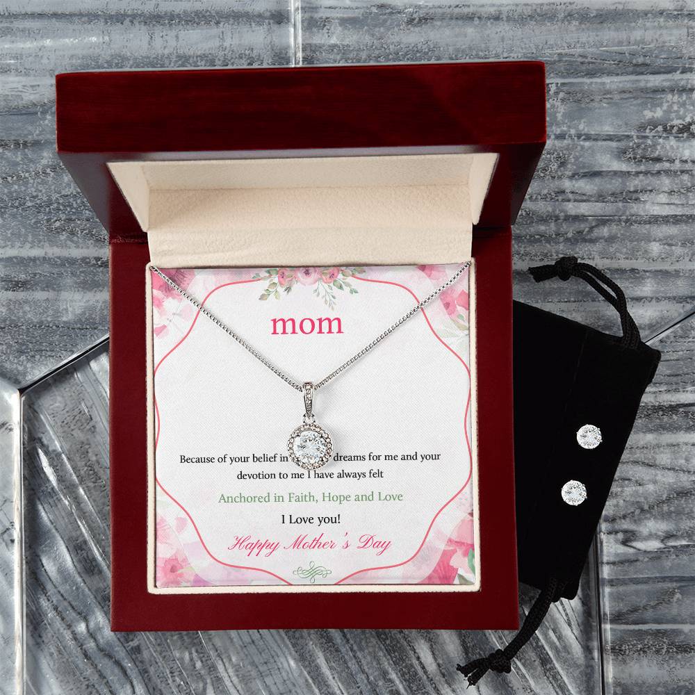 Eternal Hope Necklace and Cubic Zirconia Earring Set Mom Happy Mother's Day