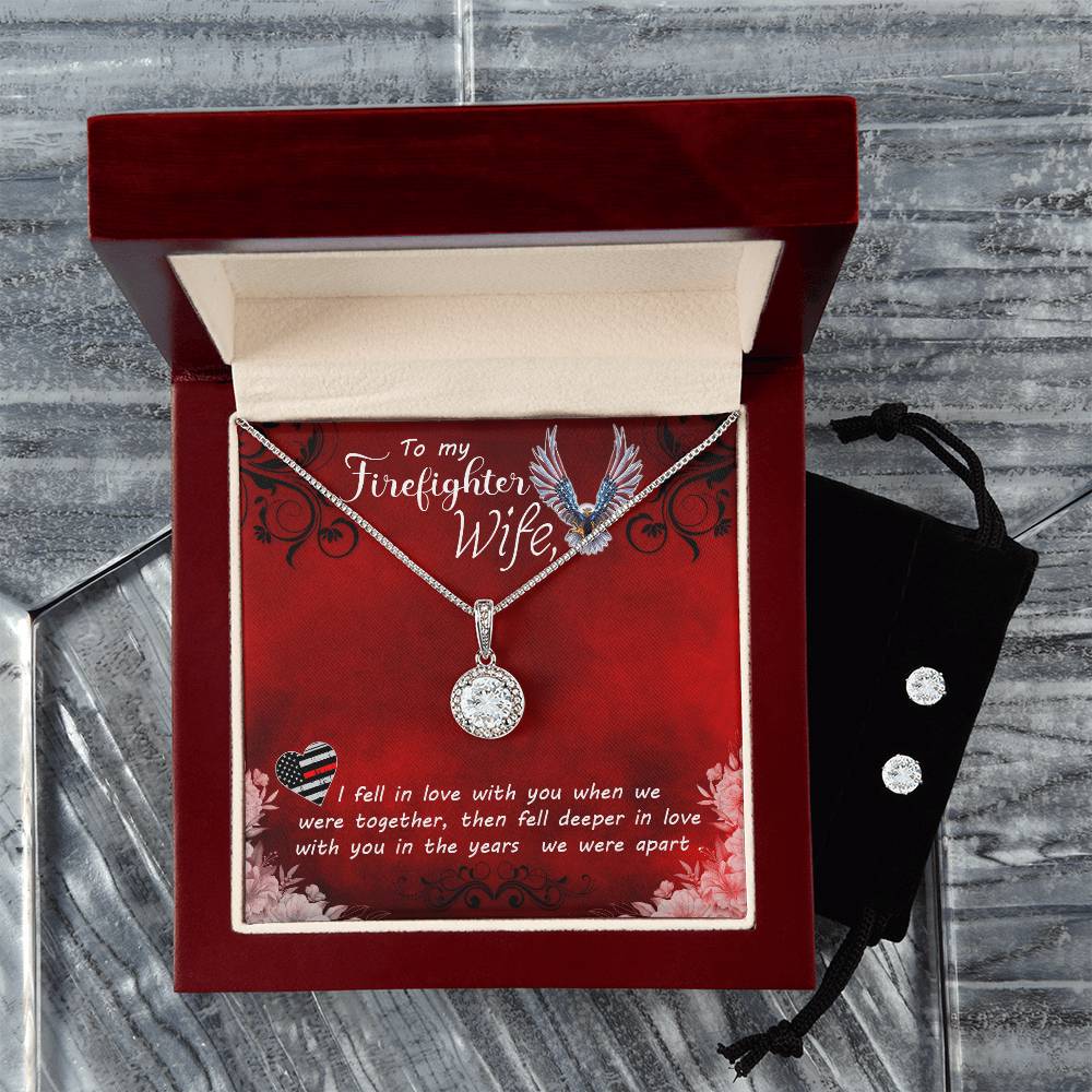 Eternal Hope Necklace and Cubic Zirconia Earring Set To my Firefighter Wife