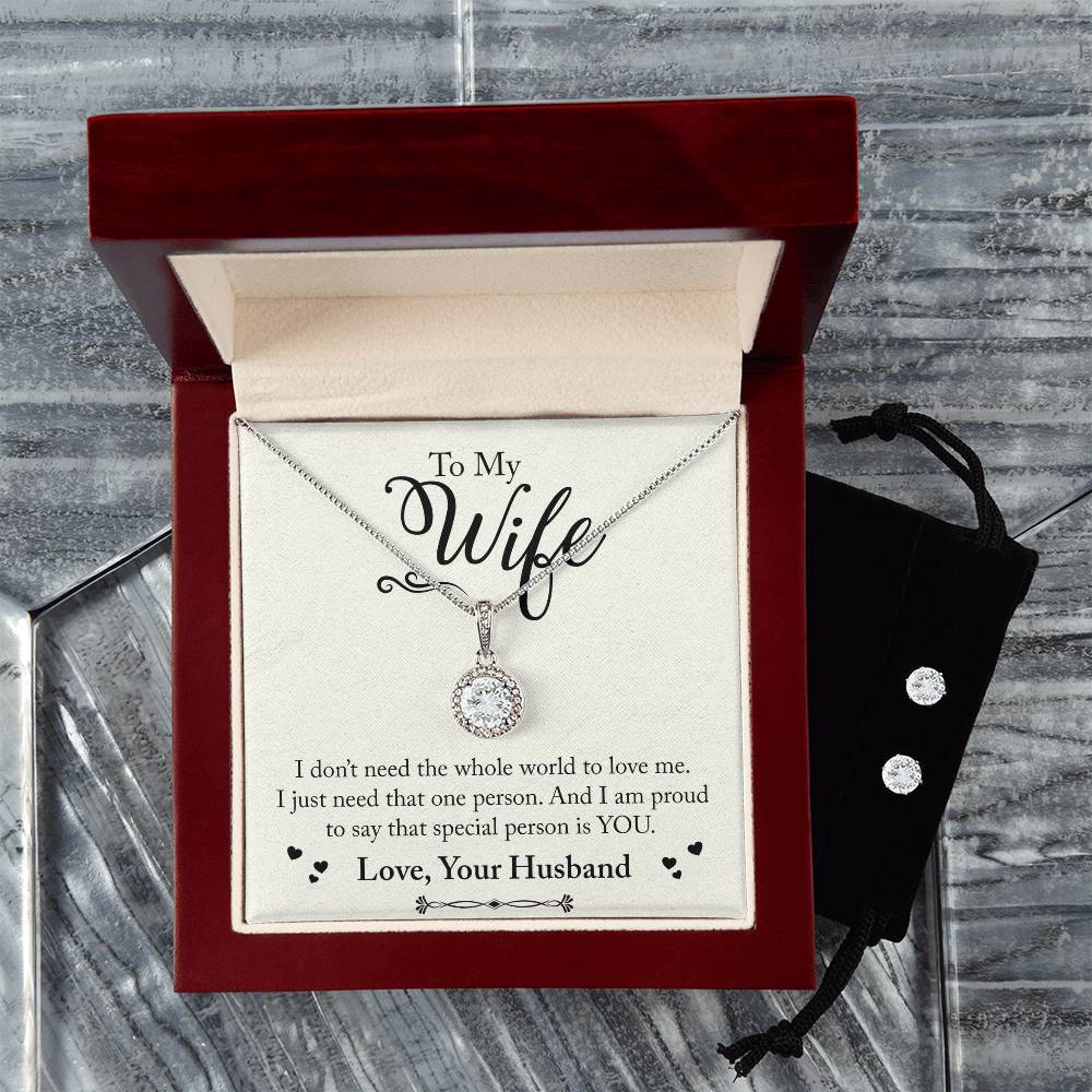 Eternal Hope Necklace and Cubic Zirconia Earring Set To My Wife, Love your husband