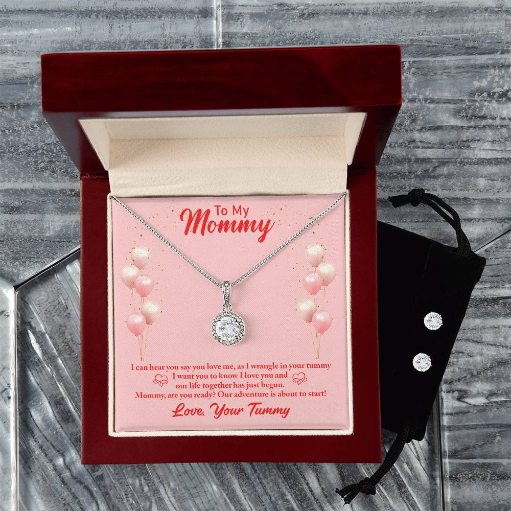 Eternal Hope Necklace and Cubic Zirconia Earring Set Mommy to be-To my mommy-I can hear you