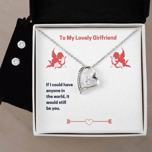 Forever Love Necklace and Cubic Zirconia Earring Set To My Lovely Girlfriend Valentine