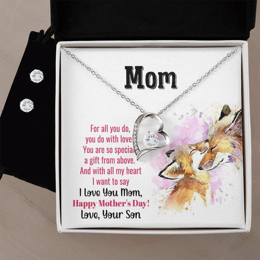 Forever Love Necklace and Cubic Zirconia Earring Set mom you are so special 1