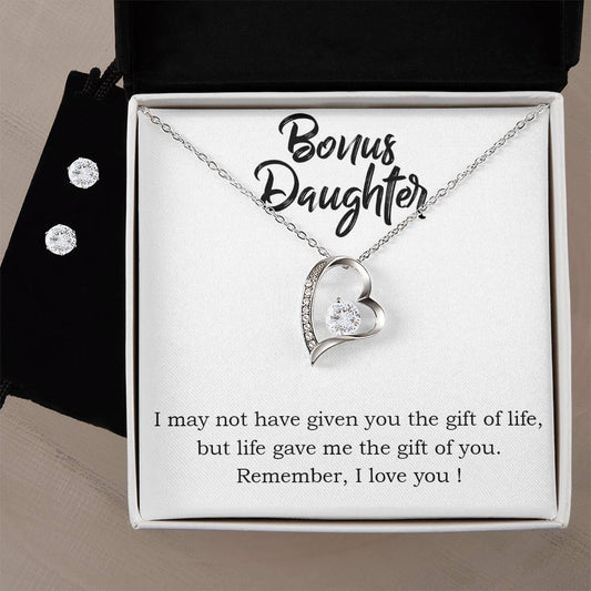 Forever Love Necklace and Cubic Zirconia Earring Set Bonus Daughter 2