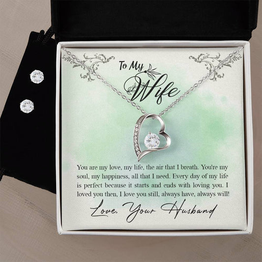 Forever Love Necklace and Cubic Zirconia Earring Set To my wife-You are my love