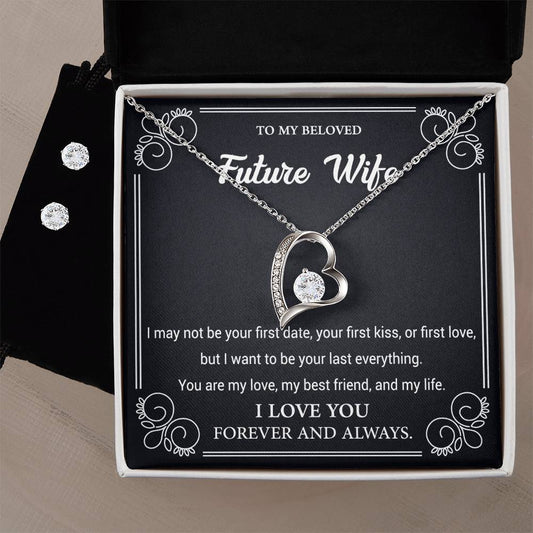 Forever Love Necklace and Cubic Zirconia Earring Set To my Beloved Future Wife