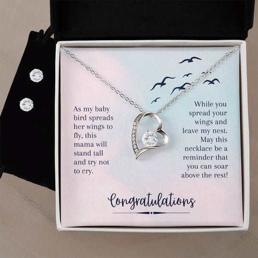 Forever Love Necklace and Cubic Zirconia Earring Set Soar Above the rest - Graduation