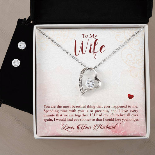 Forever Love Necklace and Cubic Zirconia Earring Set To my wife-You are the most beautiful thing