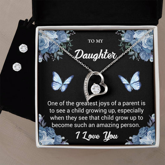 Forever Love Necklace and Cubic Zirconia Earring Set daughter2