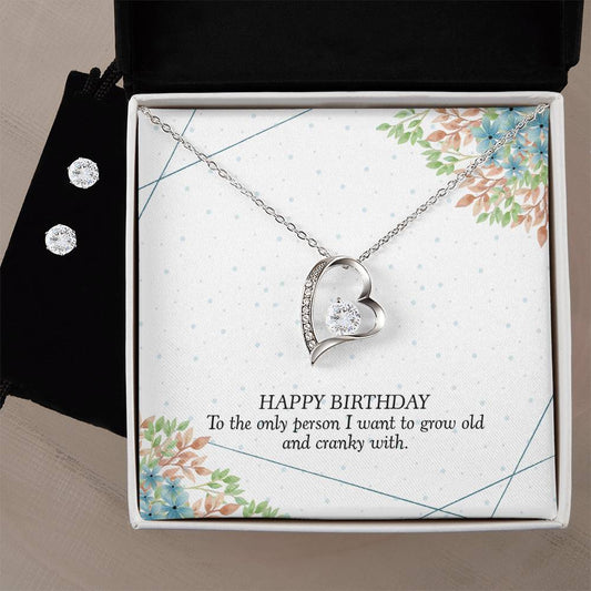 Forever Love Necklace and Cubic Zirconia Earring Set Happy birthday