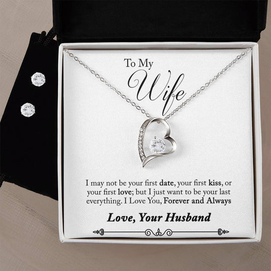 Forever Love Necklace and Cubic Zirconia Earring Set Husband to wife final first text