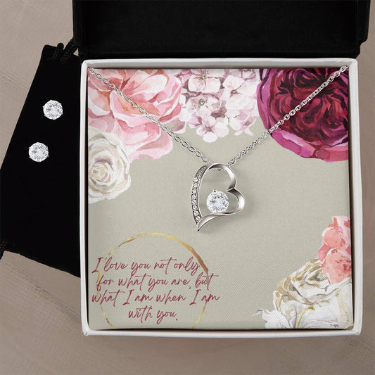 Forever Love Necklace and Cubic Zirconia Earring Set I love you not only for for what you are, but what I am when I am with you. (1)