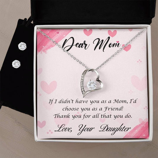 Forever Love Necklace and Cubic Zirconia Earring Set Dear Mom-Happy Mother’s Day!