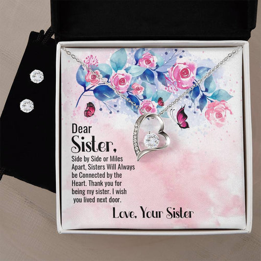 Forever Love Necklace and Cubic Zirconia Earring Set dear sister