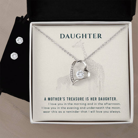 Forever Love Necklace and Cubic Zirconia Earring Set To my daughter-A mother_s treasure