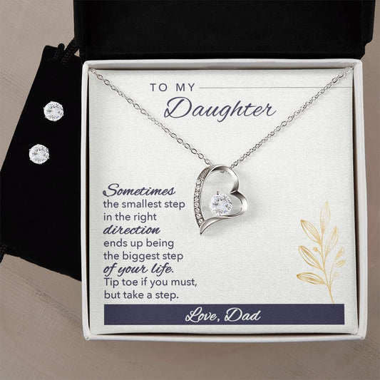 Forever Love Necklace and Cubic Zirconia Earring Set To my Daughter Sometimes