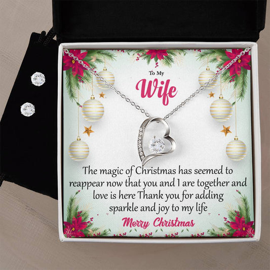 Forever Love Necklace and Cubic Zirconia Earring Set Merry Christmas to my wife