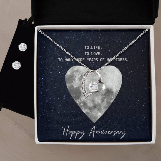 Forever Love Necklace and Cubic Zirconia Earring Set TO LIFE. TO LOVE. TO MANY MORE YEARS OF HAPPINESS