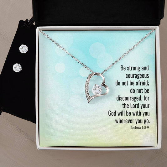 Forever Love Necklace and Cubic Zirconia Earring Set the Lord your god will be with you