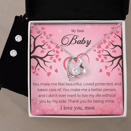 Forever Love Necklace and Cubic Zirconia Earring Set My Dear Baby