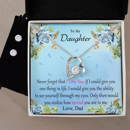 Forever Love Necklace and Cubic Zirconia Earring Set daughter1