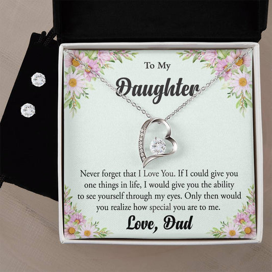 Forever Love Necklace and Cubic Zirconia Earring Set daughter7