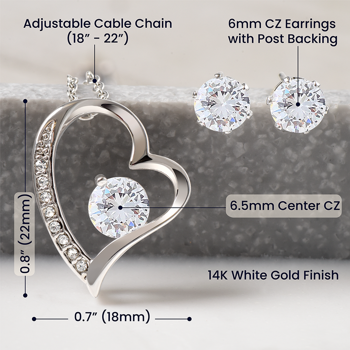 Forever Love Necklace and Cubic Zirconia Earring Set To my Gorgous Wife Happy Birthday