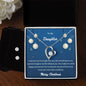 Forever Love Necklace and Cubic Zirconia Earring Set Merry Christms to my Daughter