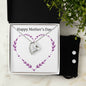 Forever Love Necklace and Cubic Zirconia Earring Set Happy Mother's Day Purple Heart