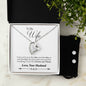 Forever Love Necklace and Cubic Zirconia Earring Set To Wife From Husband