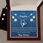 Forever Love Necklace and Cubic Zirconia Earring Set Merry Christms to my Daughter