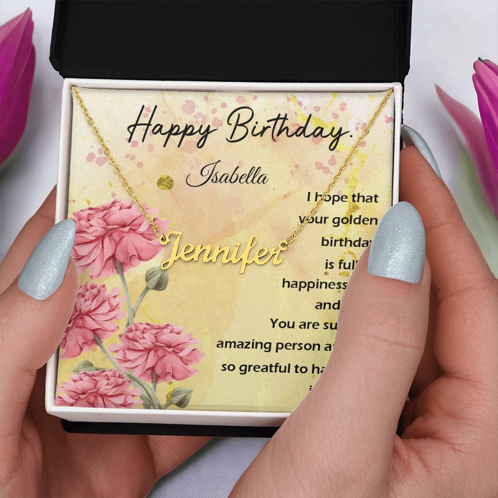 Personalized Name Necklace - Happy Birthday Message Card