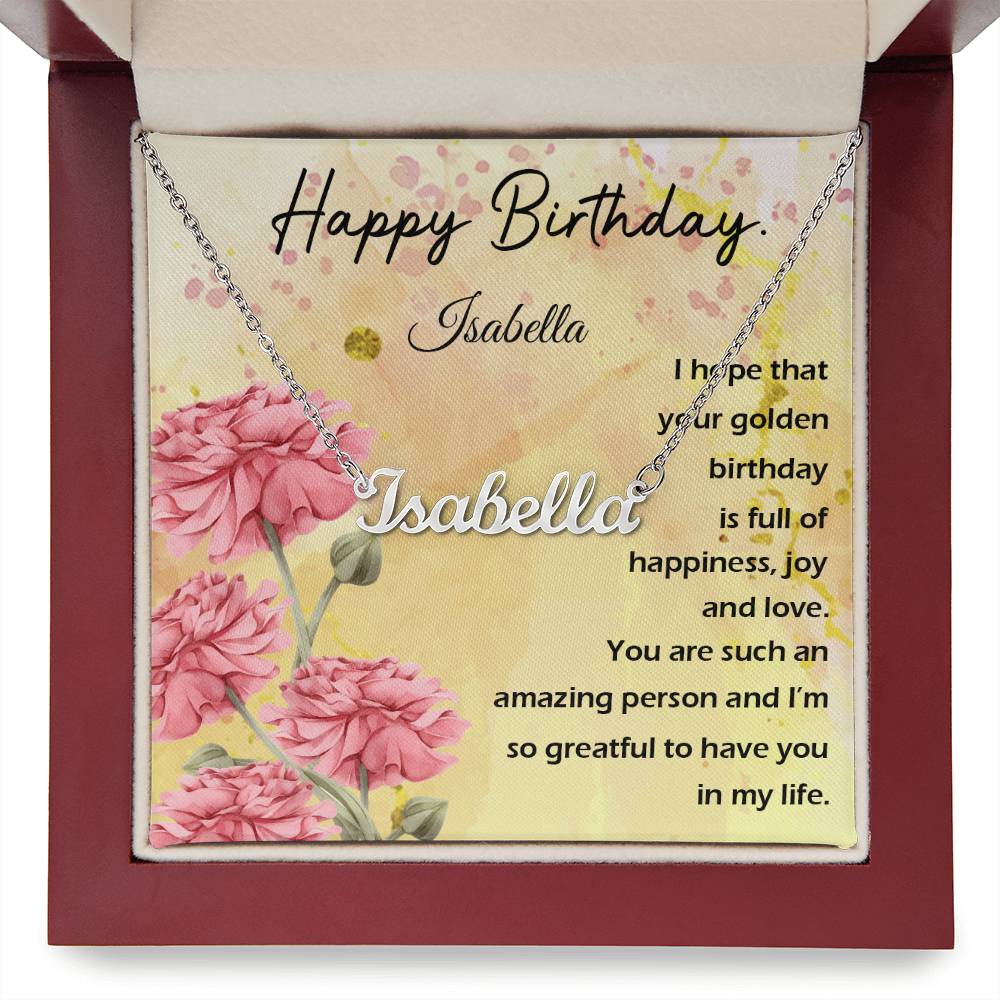 Personalized Name Necklace - Happy Birthday Message Card