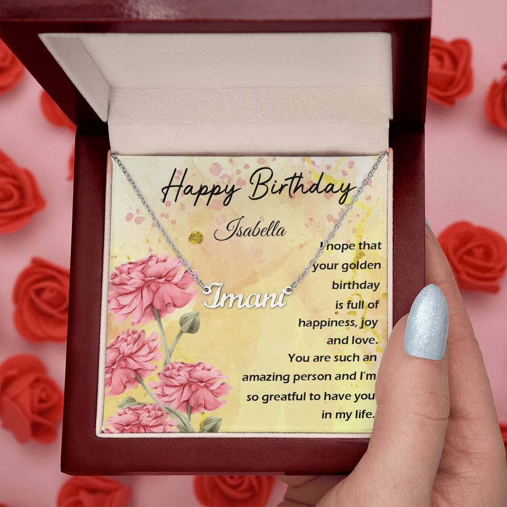 Personalized Name Necklace - Happy Birthday Message Card