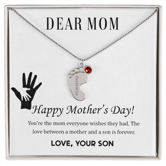 Custom Baby Feet Necklace with Birthstone Dear Mom,  Happy Mother’s Day! You’re the mom