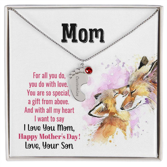 Custom Baby Feet Necklace with Birthstone mom you are so special 1